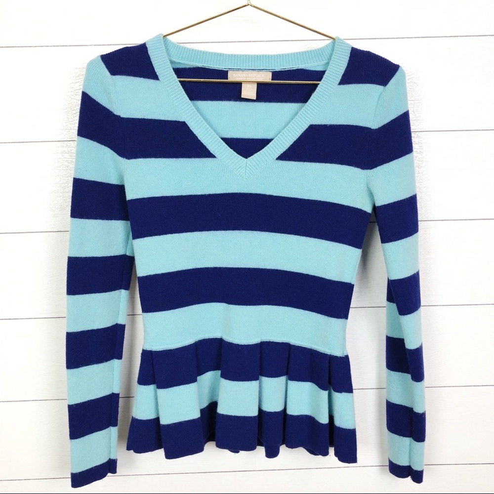 BANANA REPUBLIC STRIPPED PEPLUM SWEATER